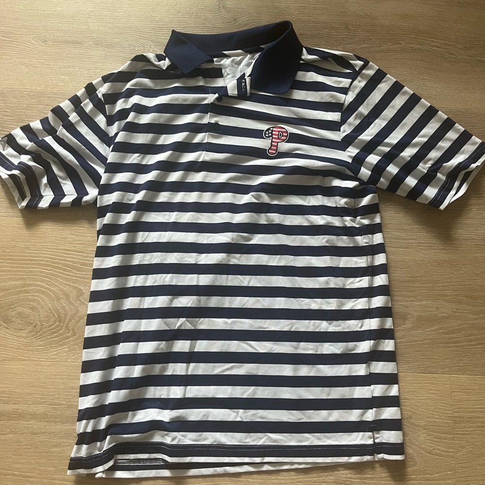 Antigua Navy and White Polo Shirt